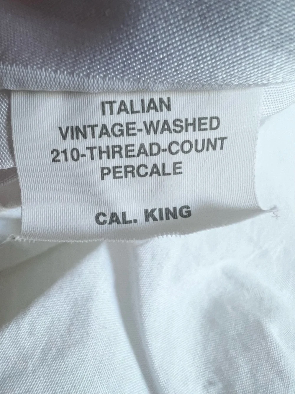 RH White Italian Cotton Duvet Cover California King Restoration Hardware Percale